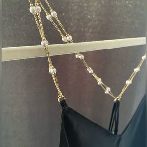 Victoria Secret Slip Tank with Pearl and Gold Chain Straps